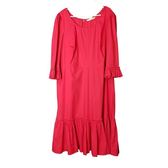 eShakti Wayward Fancie Ruffle Flounce Hem Poplin Dress Watermelon Size 3X - 24W - Picture 3 of 16